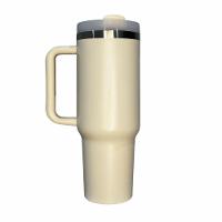 Copo Térmico Grande 1200 Ml Canudo Parede Dupla Cor Bege - 1