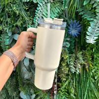 Copo Térmico Grande 1200 Ml Canudo Parede Dupla Cor Bege - 3