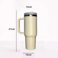 Copo Térmico Grande 1200 Ml Canudo Parede Dupla Cor Bege - 5