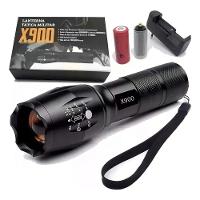 Lanterna Recarregável Tática X900 Led Potente Com Super Zoom Cor Da Lanterna Preta Cor Da Luz Branco - 1