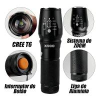 Lanterna Recarregável Tática X900 Led Potente Com Super Zoom Cor Da Lanterna Preta Cor Da Luz Branco - 3