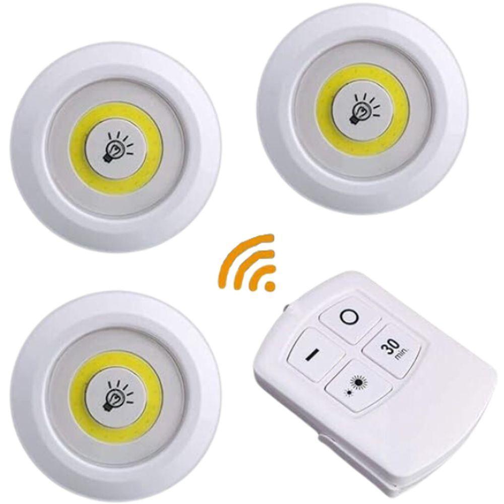 Kit 3 Lâmpadas Luminária Led Controle Sem Fio - 1