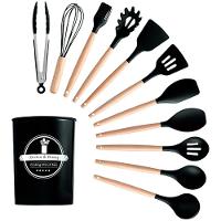 Kit Utensílios Cozinha 12 Peças Silicone Antiaderente Preto - 1