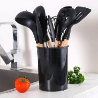 Kit Utensílios Cozinha 12 Peças Silicone Antiaderente Preto - 2
