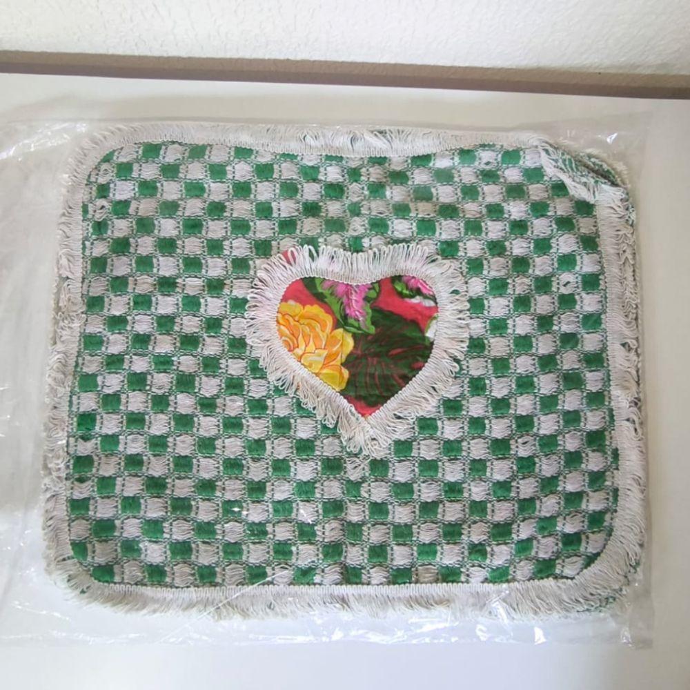 Kit 03 Tapete Xadrez Para Banheiro Decorativo E Macio 50x40 De Algodão Piso Chão Verde Com Estampa - 1