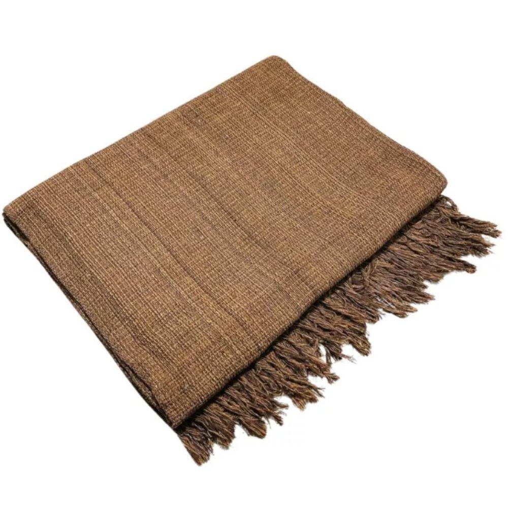 Manta Para Sofá 1,70x2,20 Grande Para Decorar Sofa Luxo Cama 100% Algodão Várias Cores Marrom Mesclado - 1