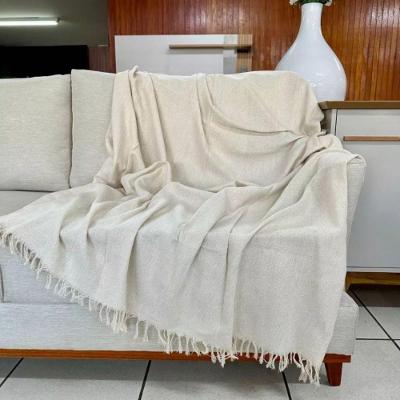 Manta Para Sofá E Cama 2,20x1,70cm Decorativa De Luxo Grande Capa De Sofa Branco Cru
