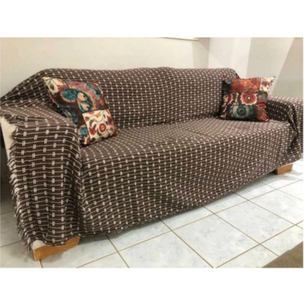 Manta Para Sofá Grande De 2 E 3 Lugares 2,50x1,80 Gigante Capa Protetor De Sofa E Cama Cores Variadas Marrom C-branc - 1