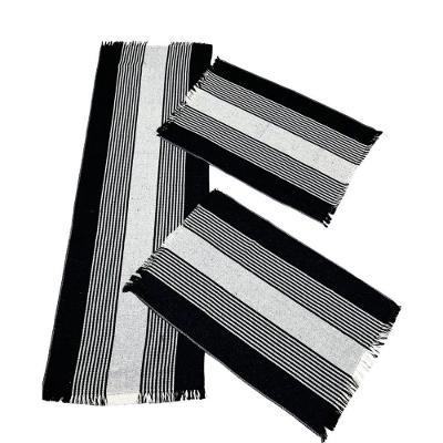 Kit 3 Tapete Passadeira De Cozinha Com 3 Peças Listrado Liso Vários Cores 100% Algodão Preto