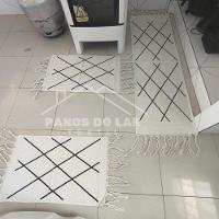 Kit 3 Passadeira Rosa De Cozinha Corredor Estampa Geométrica Tecido Grosso Tear Nozinho 100% Algodão Modelo Linhas Preto - 1