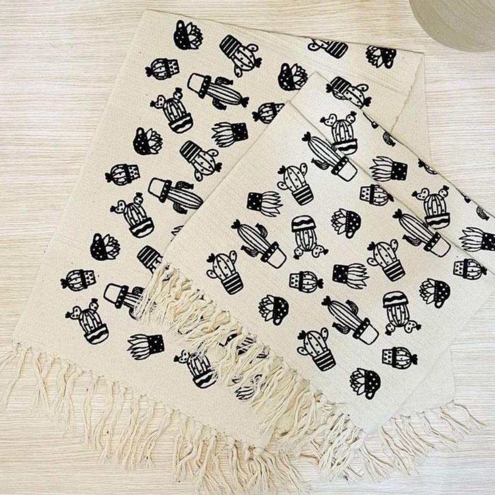 Kit 3 Passadeira Rosa De Cozinha Corredor Estampa Geométrica Tecido Grosso Tear Nozinho 100% Algodão Modelo Cacto - 1