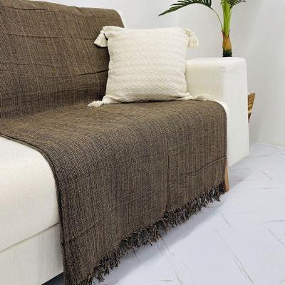 Manta Para Sofá E Cama 1,70cm X 2,20cm Grande Decorativa Luxo Algodão Capa Protetora De Sofa Marrom Mesclado