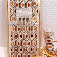 Kit Jogo De Passadeira Tapete De Cozinha Grande 3 Peças Estampado Com Nozinho Tecido Grosso Modelo Arte - 1