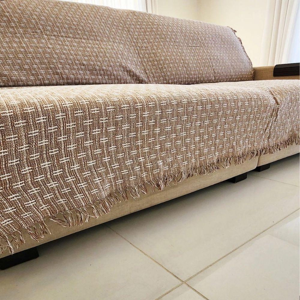 Manta Grande Para Sofá Cama 2 E 3 Lugares 2,50x1,80cm Capa De Sofa Gigante 100% Algodão Na Promoção Bege Mesclado-br - 1