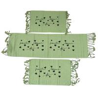 Kit Jogo De Passadeira Tapete De Cozinha Grande 3 Peças Estampado Com Nozinho Tecido Grosso Modelo Amor E Fé Verde Abaca - 1