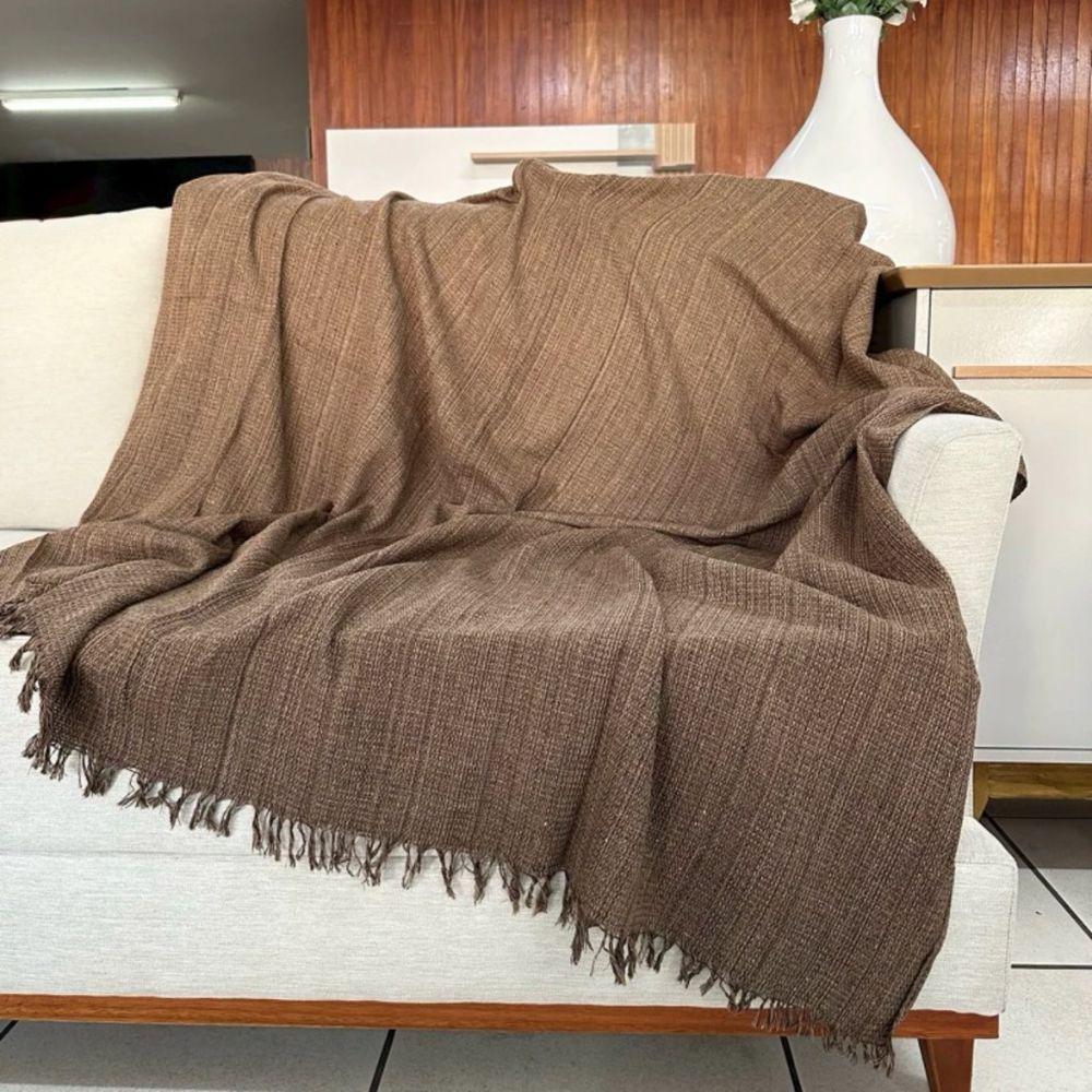 Manta Para Sofá E Cama 2,20x1,70cm Decorativa De Luxo Grande Capa De Sofa Marrom Mesclado - 1