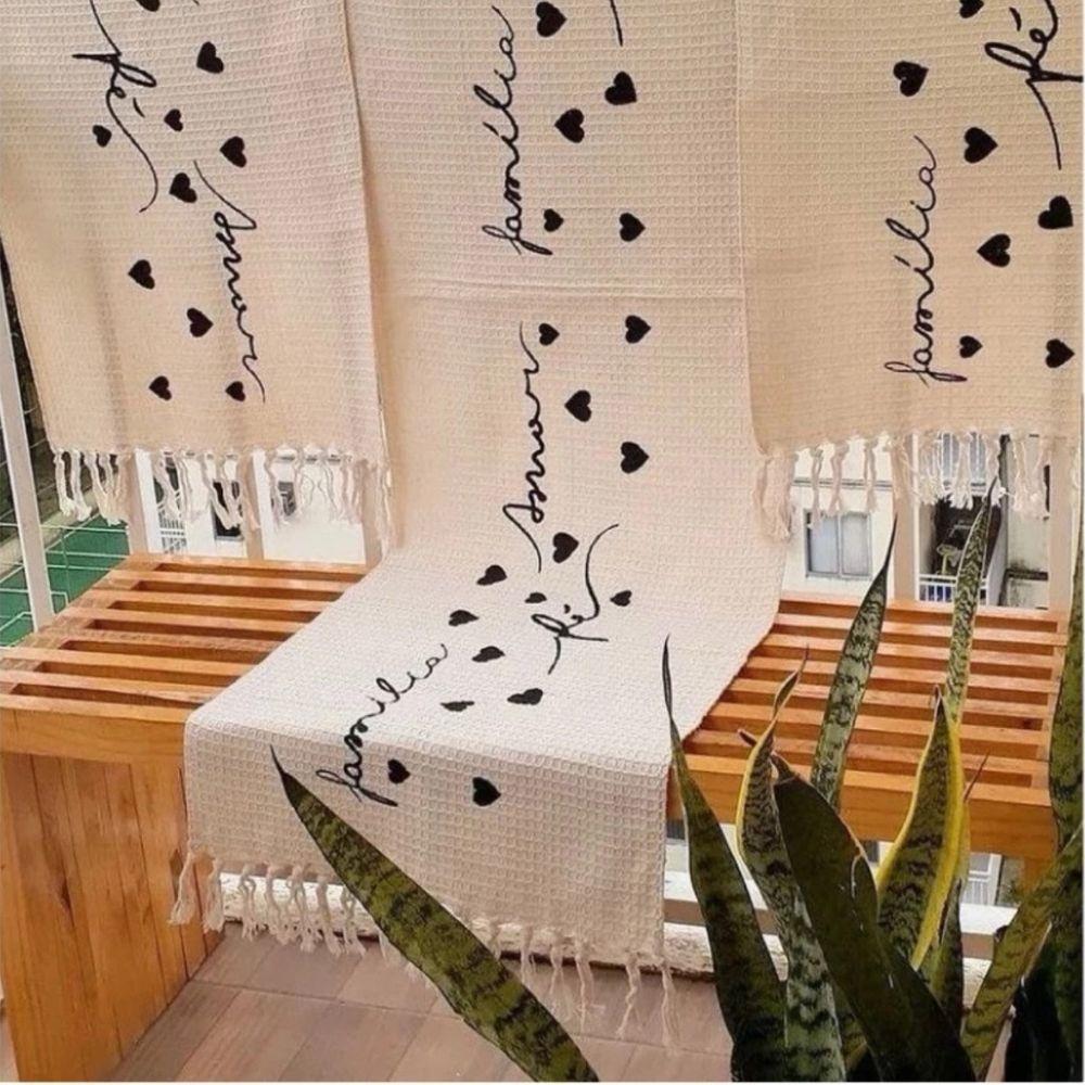 Kit Jogo De Passadeira Tapete De Cozinha Grande 3 Peças Estampado Com Nozinho Tecido Grosso Modelo Família Amor E Fé Cru - 1