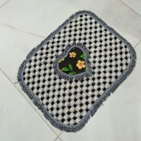 Kit 3 Peças De Tapete Banheiro Algodão 100% Tamanho 50x40cm Para Piso Chão Estampado E Liso Preto Com Estampa - 1