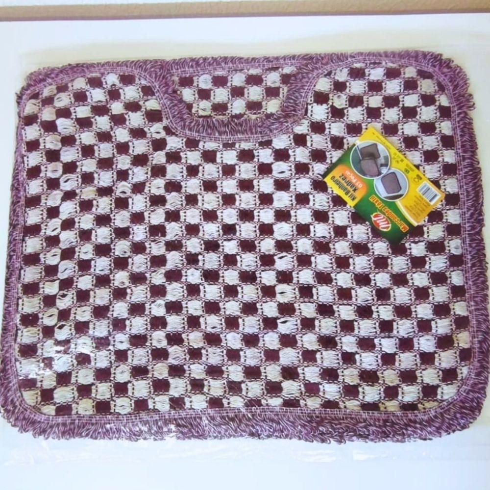 Kit 3 Peças De Tapete Banheiro Algodão 100% Tamanho 50x40cm Para Piso Chão Estampado E Liso Roxo Liso - 1