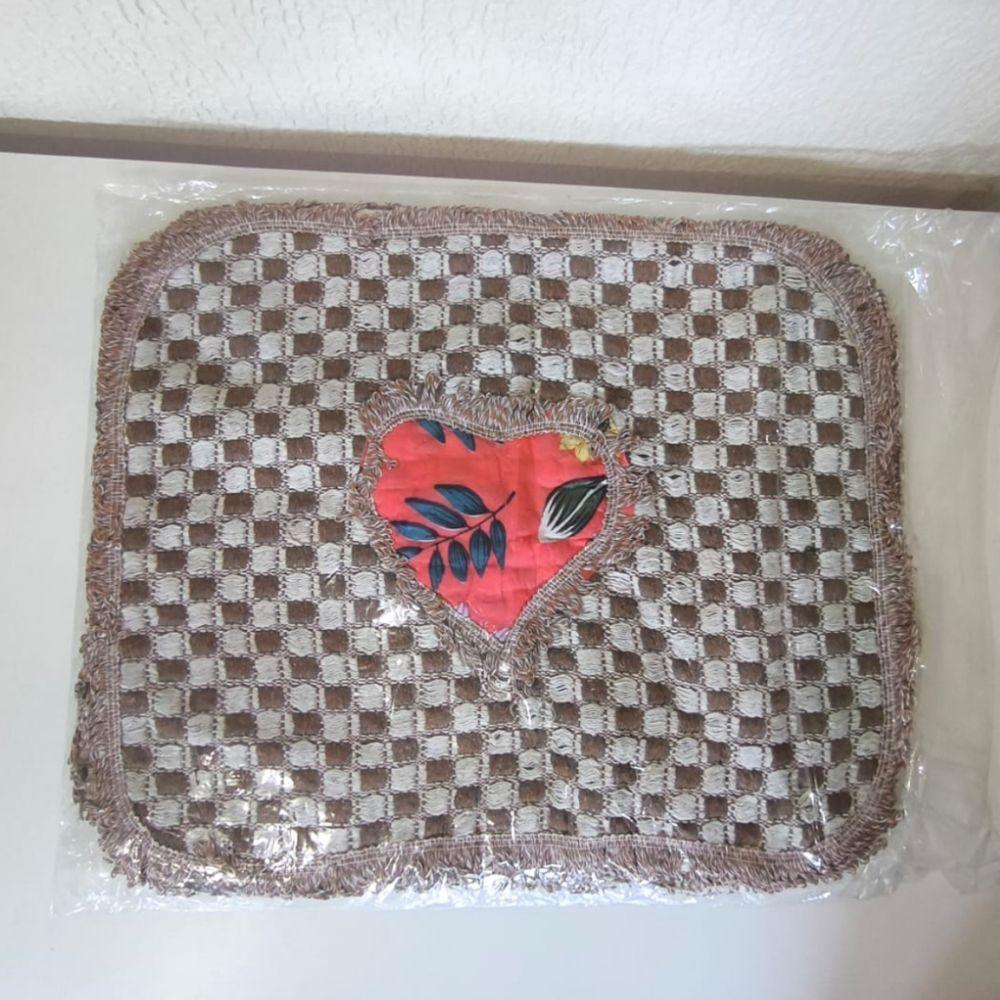 Kit 3 Peças De Tapete Banheiro Algodão 100% Tamanho 50x40cm Para Piso Chão Estampado E Liso Caramelo Com Estampa - 1