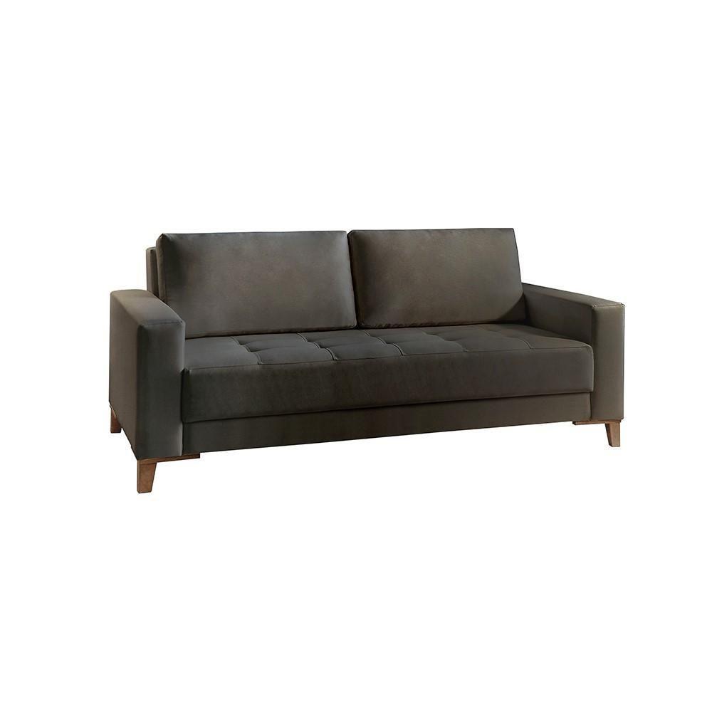 Sofá Fixo Orion 3 Lugares Luxo 1,80m Castellar Móbile Veludo Chumbo - 1