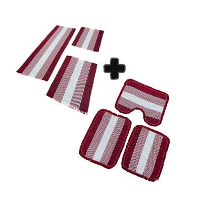 02 Kit De Jogo Decorativo Tapete De Cozinha E Banheiro Passadeira 3 Peças Liso Kit Vinho