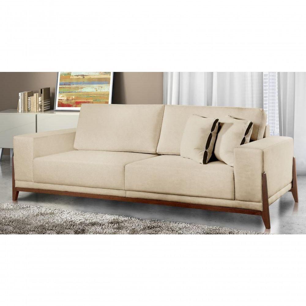 Sofá Fixo Magnus 2 Lugares Luxo 1,70m Castellar Móbile Linho Bege Claro - 4