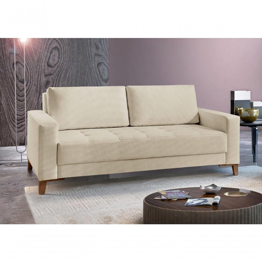 Sofá Fixo Orion 3 Lugares Luxo 1,80m Castellar Móbile Linho Bege Claro - 4