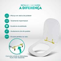 Tampa De Vaso Poliéster Vogue Plus Amendoa Para Bacia Deca Com Ferragem Dourada