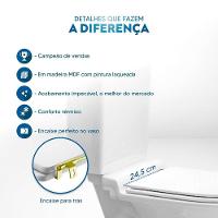 Tampa De Vaso Laqueado Calypso Preto Para Bacia Incepa Com Ferragem Dourada - 3