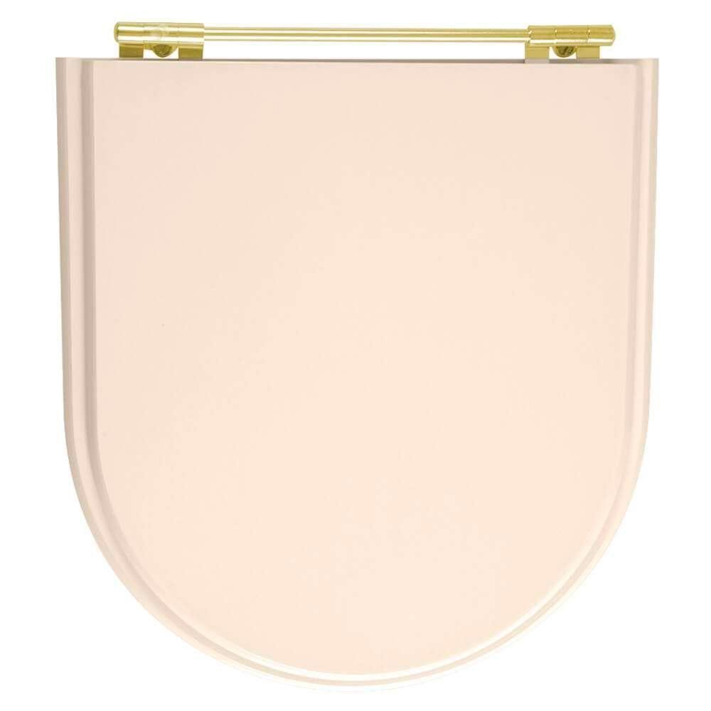 Tampa De Vaso Laqueado Calypso Pessego Para Bacia Incepa Com Ferragem Dourada - 1