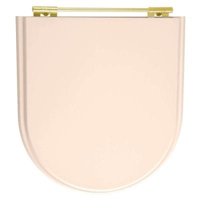 Tampa De Vaso Laqueado Calypso Pessego Para Bacia Incepa Com Ferragem Dourada