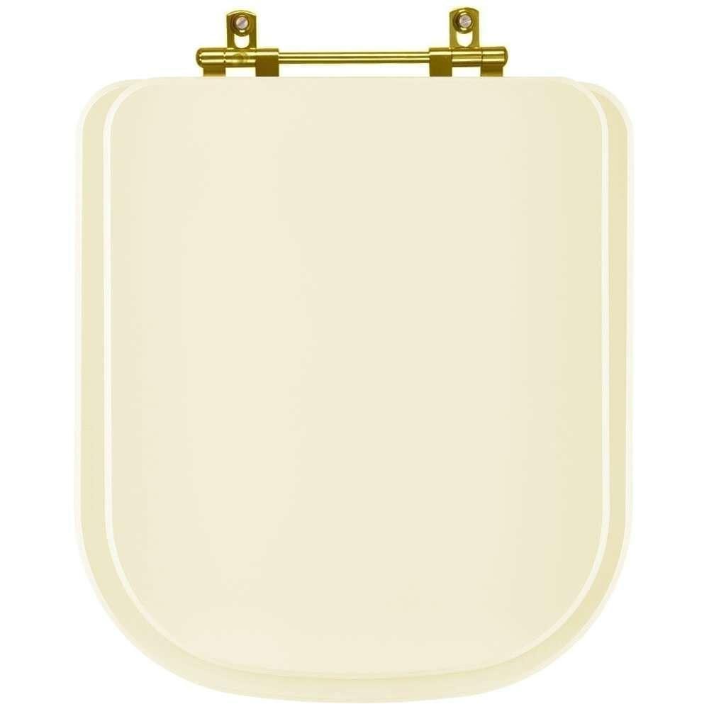 Tampa De Vaso Laqueado Axis Creme Para Bacia Deca Com Ferragem Dourada - 1