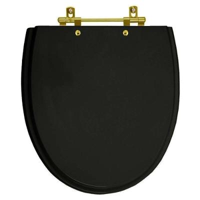 Tampa De Vaso Laqueado Eros Preto Para Bacia Incepa Com Ferragem Dourada