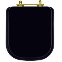 Tampa De Vaso Laqueado Elite Preto Para Bacia Celite Com Ferragem Dourada - 1