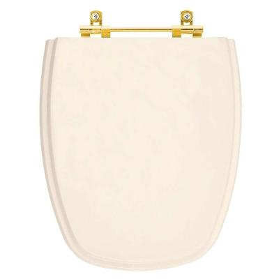 Tampa De Vaso Laqueado Monte Carlo Amendoa Para Bacia Deca Com Ferragem Dourada