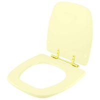 Tampa De Vaso Laqueado Versato Marfim Para Bacia Celite Com Ferragem Dourada - 3