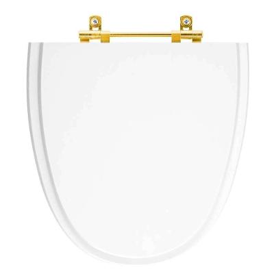 Tampa De Vaso Laqueado Up Branco Para Bacia Celite Com Ferragem Dourada