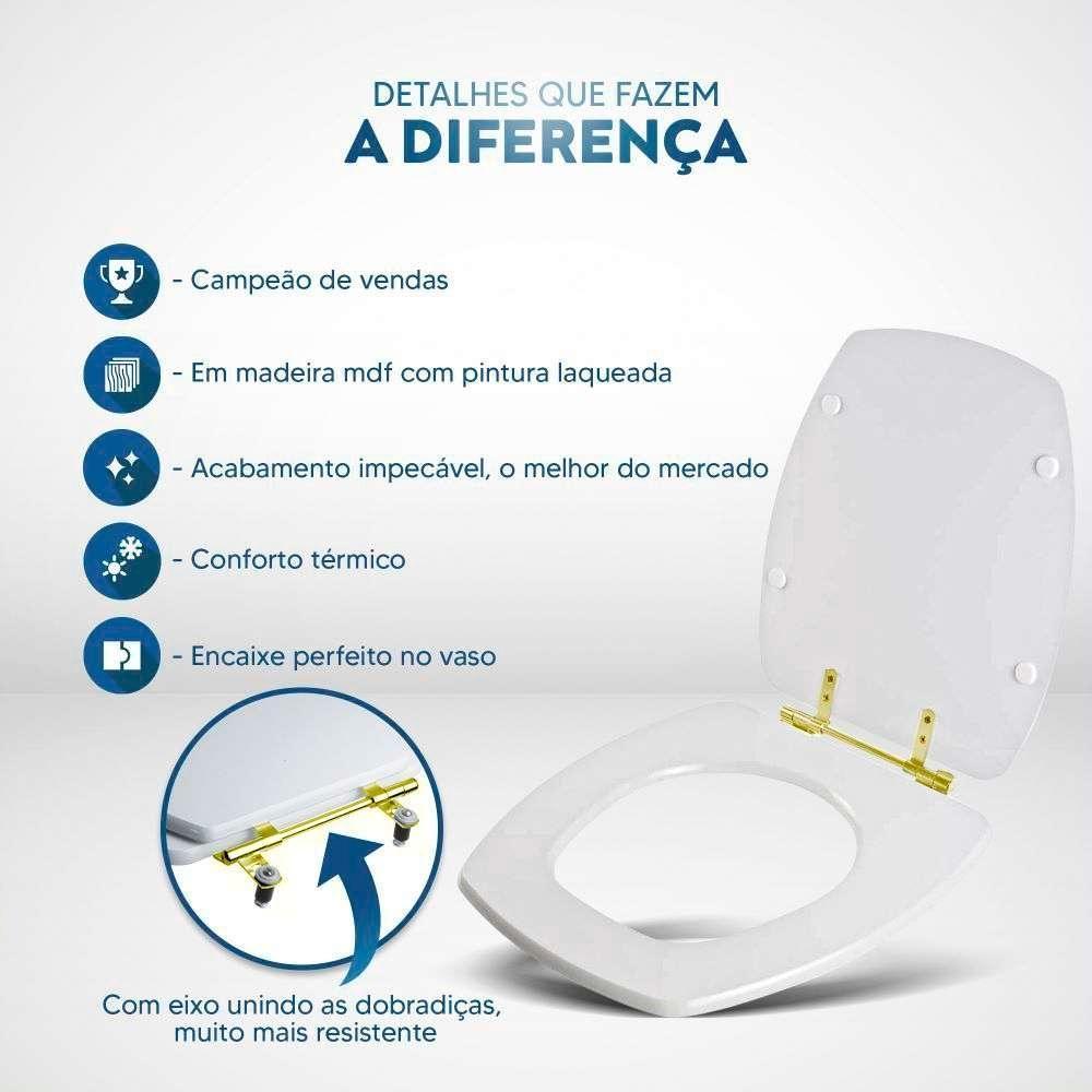 Tampa De Vaso Laqueado Thema Bone Para Bacia Incepa Com Ferragem Dourada - 4