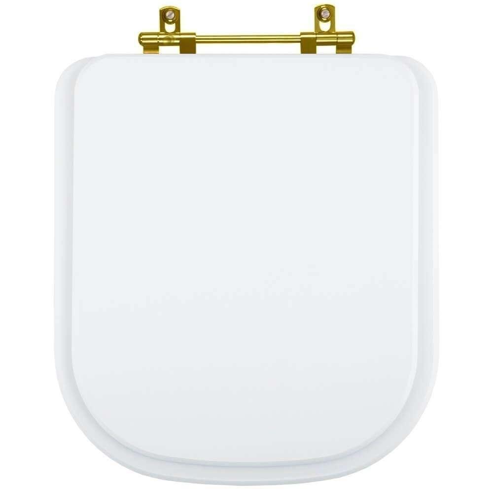 Tampa De Vaso Poliéster Axis Branco Para Bacia Deca Com Ferragem Dourada - 1