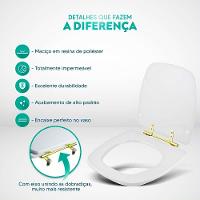 Tampa De Vaso Poliéster Avant Plus Branco Para Bacia Incepa Com Ferragem Dourada - 5