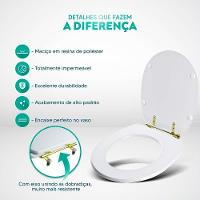 Tampa De Vaso Poliéster Aspen Branco Para Bacia Deca Com Ferragem Dourada - 2