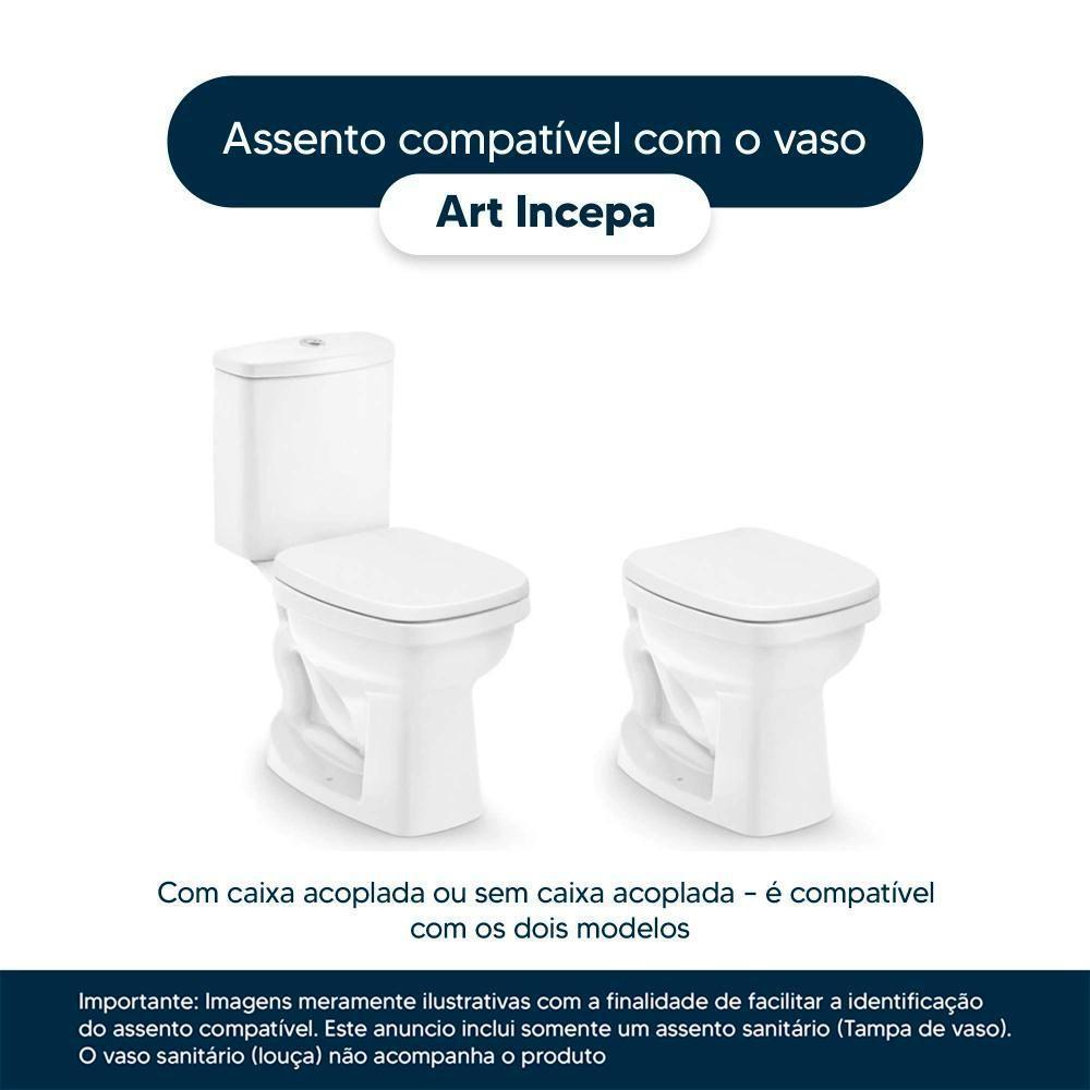 Tampa De Vaso Poliéster Art Branco Para Bacia Incepa Com Ferragem Dourada - 4