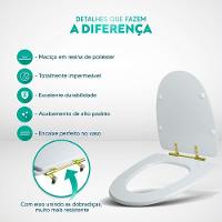 Tampa De Vaso Poliéster Aloha Pergamon Para Bacia Celite Com Ferragem Dourada