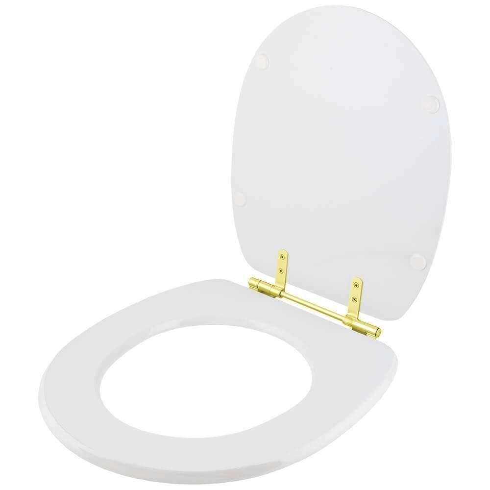 Tampa De Vaso Poliéster Eros Branco Para Bacia Incepa Com Ferragem Dourada - 2