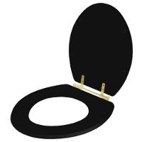 Tampa De Vaso Poliéster Convencional Preto Para Bacia Celite Com Ferragem Dourada - 2