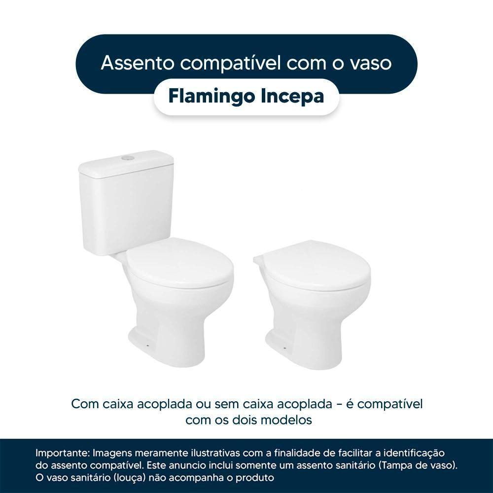 Tampa De Vaso Poliéster Flamingo Biscuit Para Bacia Incepa Com Ferragem Dourada - 4