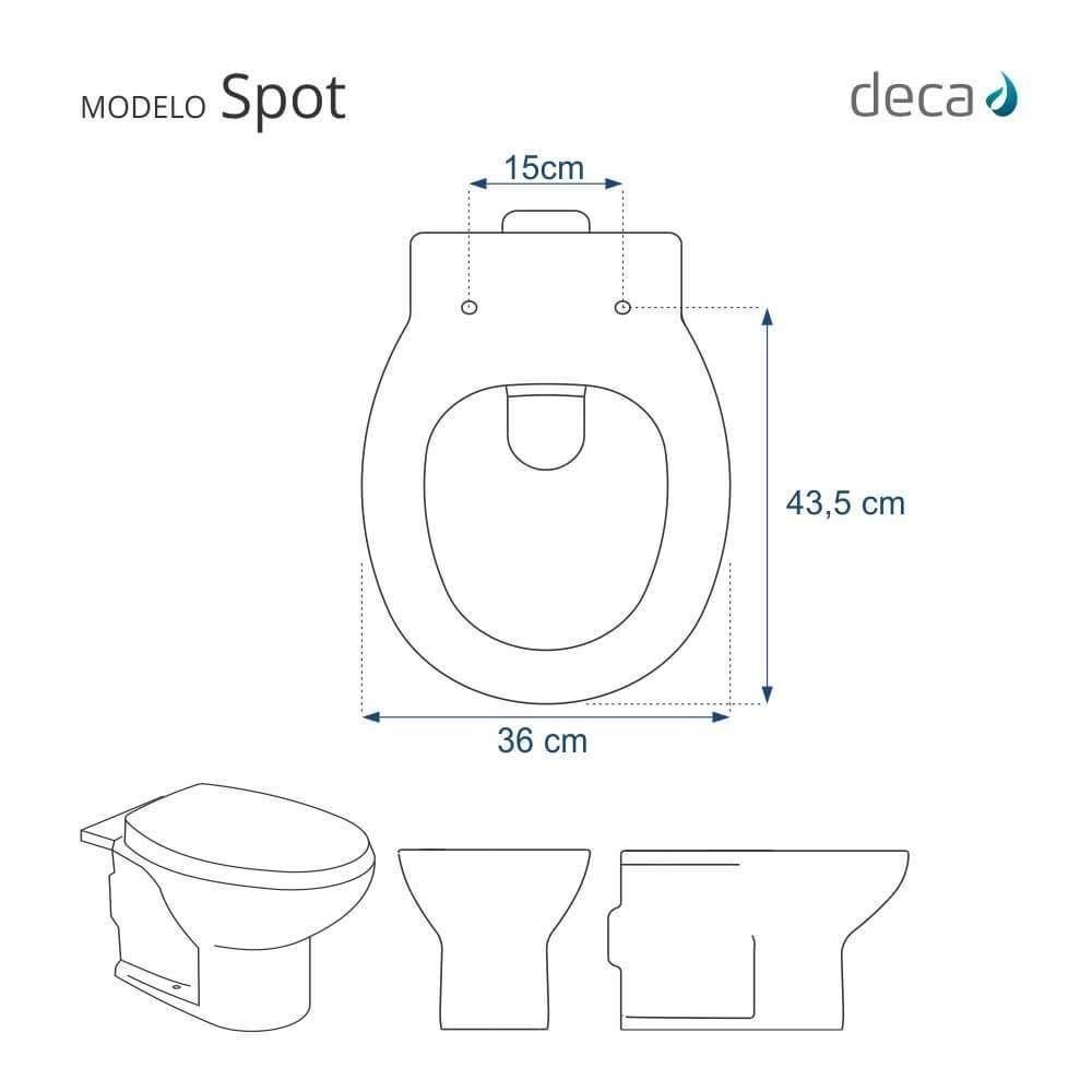 Tampa De Vaso Poliéster Spot Creme Para Bacia Deca Com Ferragem Dourada - 3