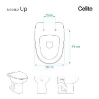 Tampa De Vaso Poliéster Up Branco Para Bacia Celite Com Ferragem Dourada - 2