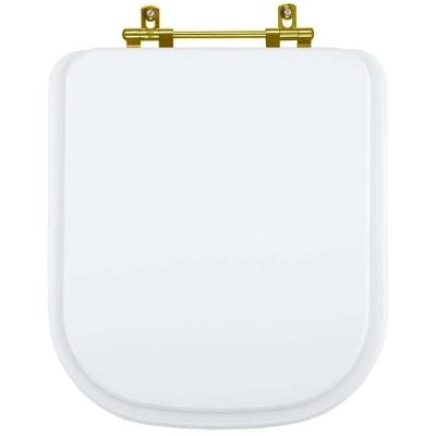 Tampa De Vaso Poliéster Unic Branco Para Bacia Deca Com Ferragem Dourada
